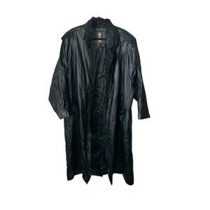 Global Identity G-III Vintage Black Leather Long Trench Duster Coat Size XXL